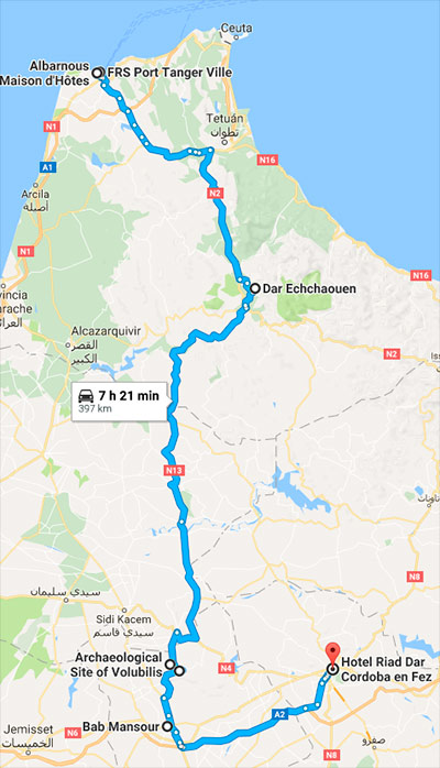 Tanger, Chefcheouan, Volubilis, Moulay Idris, Meqnes, Fez