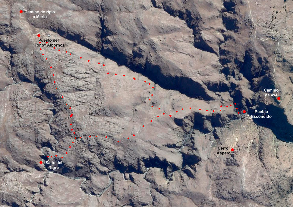 Mapa Salto del Tigre y Pueblo Escondido